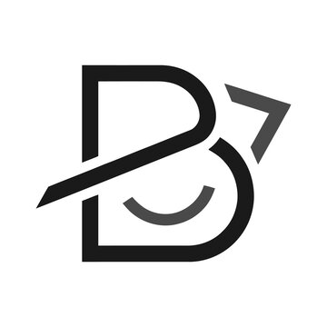 Modern Letter B Monogram Logo with Smile and Slash, Creative Vector Icon