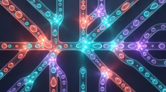 Colored Droplets in a Branching Microfluidic Channel Network