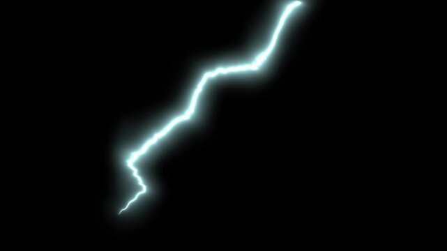 Realistic lightning bolts striking during a dark storm with lightning flashes in storm cloud, storm with lightning bolt on black background, lightning strikes in the clouds in the dark.4k video