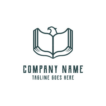 Creative Eagle Bird Open Book Logo Design Template