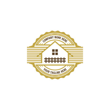 Vintage Farmhouse Wooden Barn Badge Logo Design Template