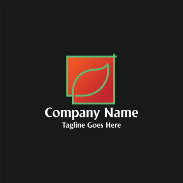 Minimalist Geometric Green Leaf Logo Design Template
