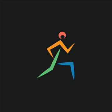 Abstract Colorful Running Man Logo Design Template
