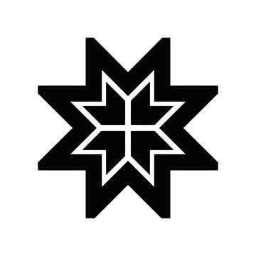 Eight Pointed Star Vector Icon Abstract Geometric Ethnic Ornament Design