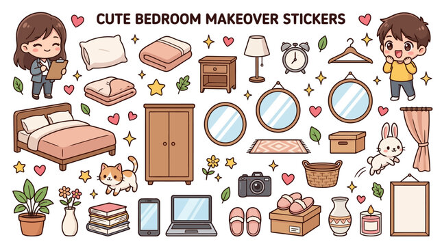 Decorative Bedroom Stickers Set.