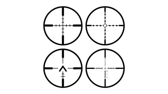 Vector illustration of four different sniper rifle scope reticle patterns