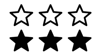 Obraz premium Vector illustration of set of outline and solid black star icons