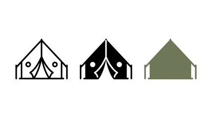 Military tent simple icon design set vector illustration for camp and outdoor © Al Rafi