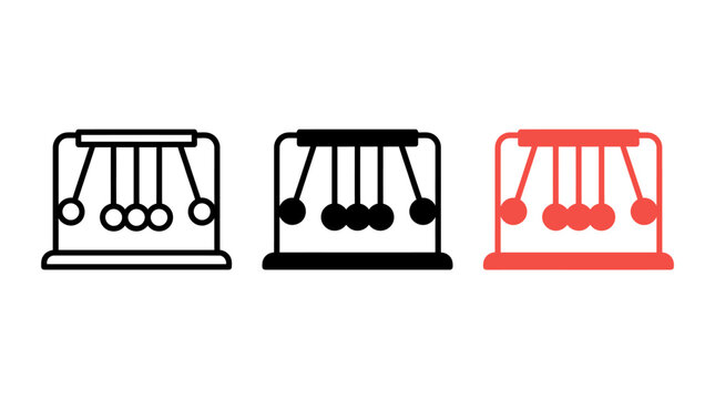 Professional Vector Illustration Set of Newton Cradle Pendulum Physics Toy Icons