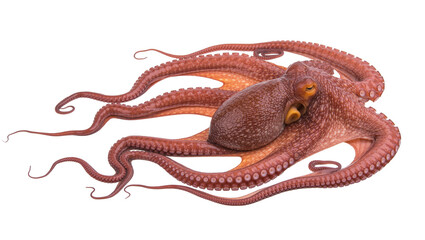 Raw red octopus with eight tentacles spread out, isolated on transparent background © pixter