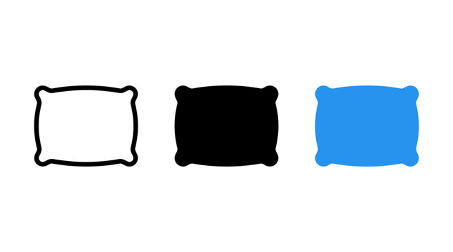 Simple pillow icon vector design set, cushion symbols and bedroom graphics