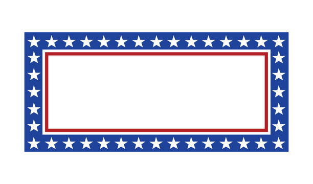 Patriotic frame with white stars on a blue border and a red inner line vector