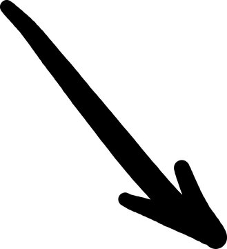 Black Hand Drawn Diagonal Arrow Pointing Down Right