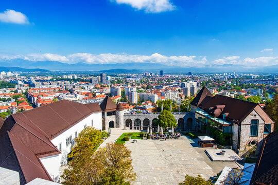 Ljubljana Castle and Panoramic View of Ljubljana, Slovenia, popular tourist sight