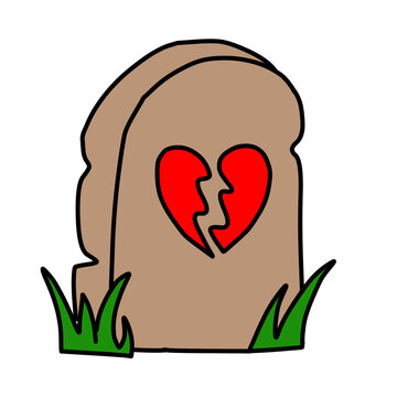 Gravestone with broken heart cartoon vector art