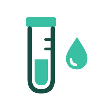 Blood sample tube and droplet vector icon