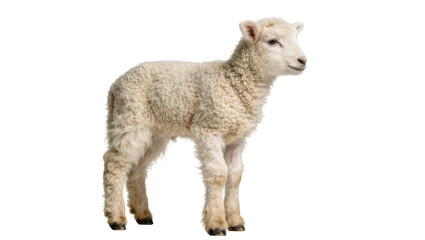 Fluffy white lamb standing, isolated on transparent background © pixter