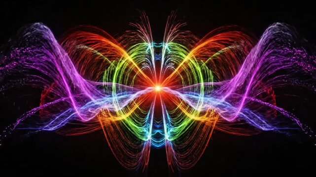 Colorful Abstract Energy Field with Symmetrical Light Waves