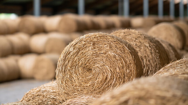 Hay straw round bale farm agriculture barn storage harvest rural countryside hay straw round bale farm agriculture barn storage harvest rural countryside pattern texture background closeup detail