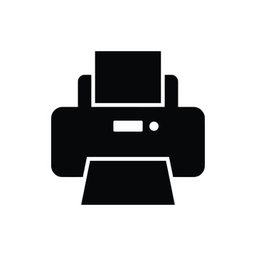 Minimalist black printer symbol for technology and office applications.