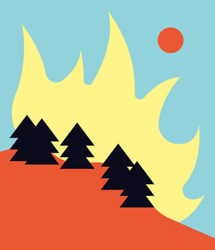 Minimalist Forest Fire Landscape
