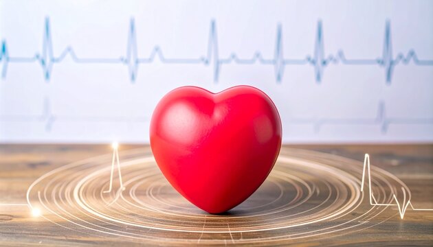 Red Heart and Vital Signs Line Representing Medical Diagnostics and Prevention vector