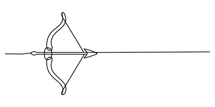 Simple line art drawing of a bow and arrow weapon icon