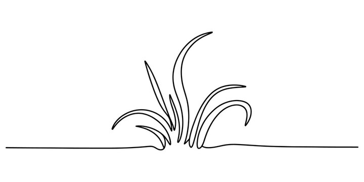 Simple line art drawing of a patch of green grass growing from the ground