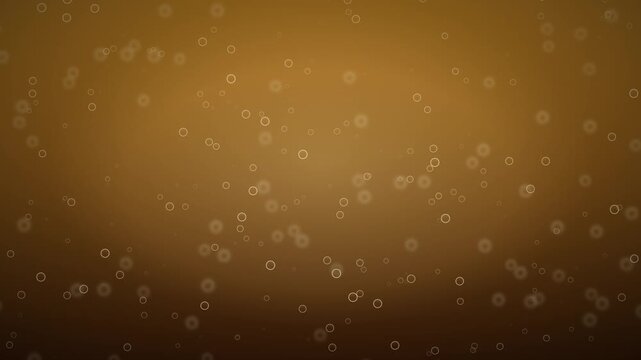 Abstract golden brown background with rising bubbles and bokeh effect, representing effervescence and movement