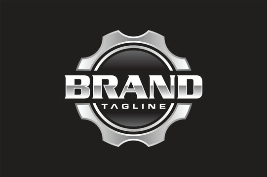 Metallic Gear Logo with Circular Composition