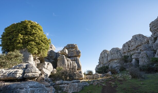 Rock formations of limestone, El Torcal Nature Reserve, Torcal de Antequera, Province of Malaga, Andalusia, Spain