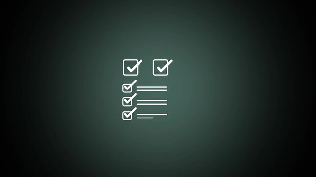 Executive selecting items on interactive digital assessment form showing high quality standards and organization.motion animate 4k video.