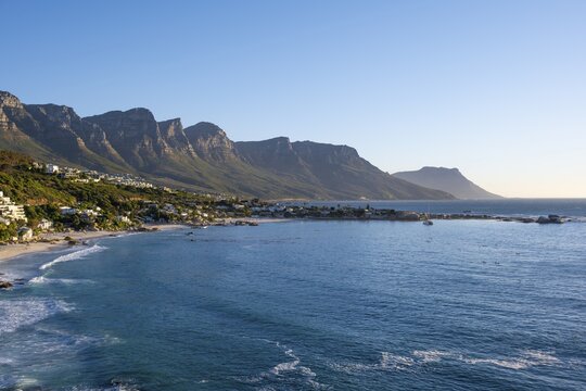 Beach at Clifton Beach, with Table Mountains, Blue Sea, Cape Town, South Africa