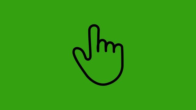 Animated finger touch linear icon. Touchscreen control gesture. Smartphone display. Pointing up. Seamless loop HD video with alpha channel on transparent background.4k motion graphic animation.