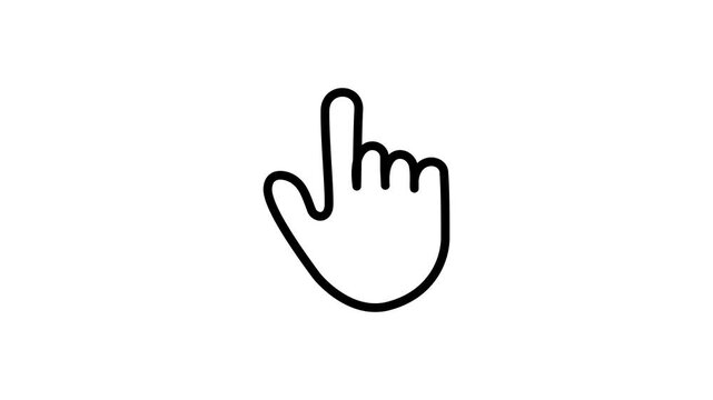 Animated finger touch linear icon. Touchscreen control gesture. Smartphone display. Pointing up. Seamless loop HD video with alpha channel on transparent background.4k motion graphic animation.