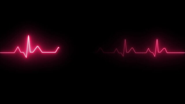 ECG monitor beating heart with a neon electrocardiogram overlay, featuring dynamic HUD elements and a gradient background.Abstract neon heartbeat signal icon on alpha transparent background