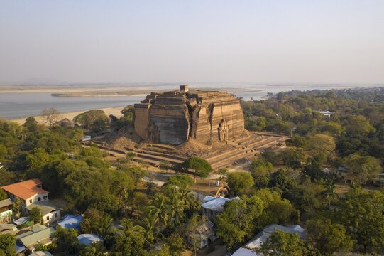 Aerial view, Mingun Pagoda, Mingun, Myanmar