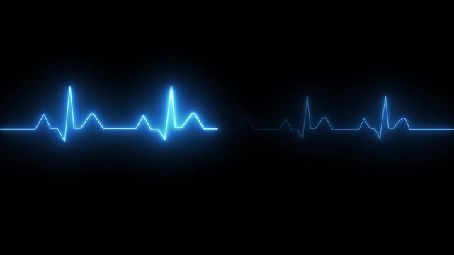 ECG monitor beating heart with a neon electrocardiogram overlay, featuring dynamic HUD elements and a gradient background.Abstract neon heartbeat signal icon on alpha transparent background