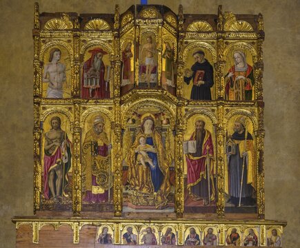 Altarpiece in the Tempio di San Agostino, Torre di palm tree, Province of Fermo, Italy