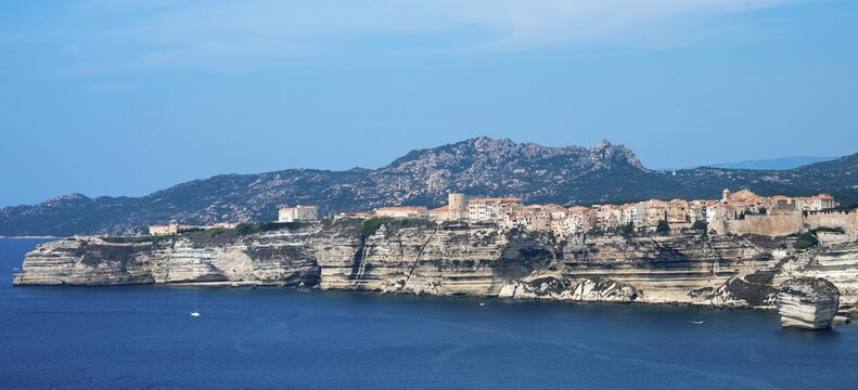 Steep coast, chalk cliffs, Bonifacio, Corsica, France