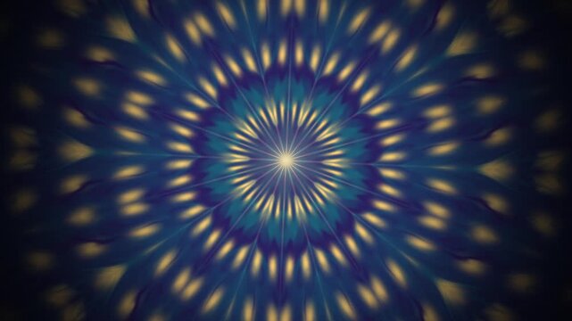 Abstract Mandala Fold Video Clip with Radial Blue Teal and Gold Patterns