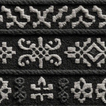 Seamless pattern of a traditional handwoven textile pattern in monochrome gray and white