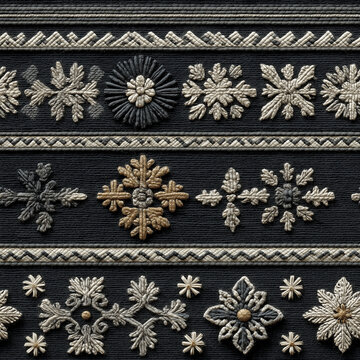 Seamless pattern of a traditional handwoven textile pattern in monochrome gray and white