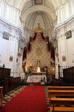 Ragusa Ibla, Sicily 01.03.2020: Interior of the Church of San Giuseppe in Ragusa Ibla
