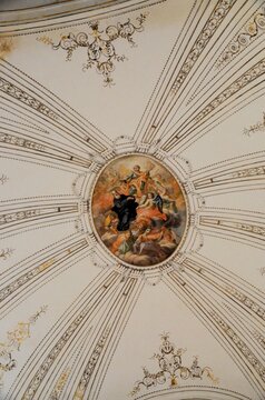 Ragusa Ibla, Sicily 01.03.2020: frescoed ceiling of the Church of San Giuseppe in Ragusa Ibla