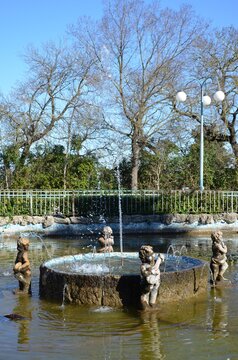 circular ornamental fountain located in the heart of the Public Garden (Villa Comunale) of Caltagirone