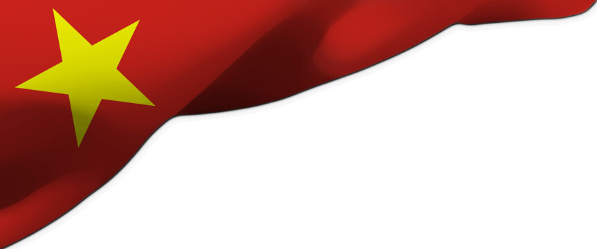 Waving Vietnam flag isolated on white background with copy space