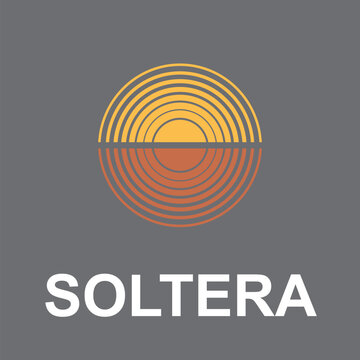 Soltera solar logo design elements featuring sun rays and clean power symbols for green renewable energy.