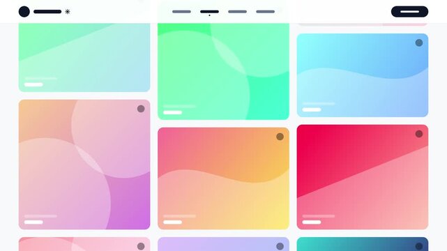 Abstract UI Dashboard Layout with Animated Colorful Gradient Cards