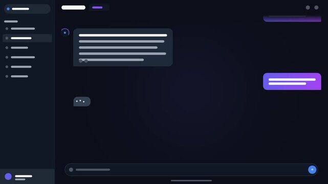 Modern Dark Mode Chat Interface With AI Messaging Bubble